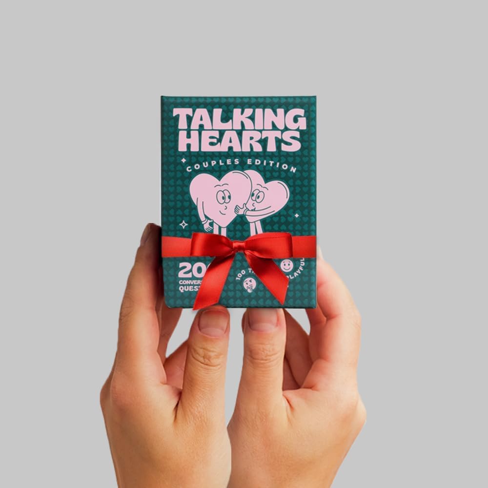 Talking Hearts Conversation Cards - Couple Card Game for Date Nights & Travel Adventures | Great Gift for Couples - 200 Questions & 2 Wild Cards