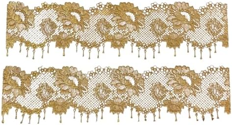 Crystalline Lace Shiny Gold Edible Sugar Cake Lace Strips Ready to Use Handcrafted Decoration with 3D Effect…