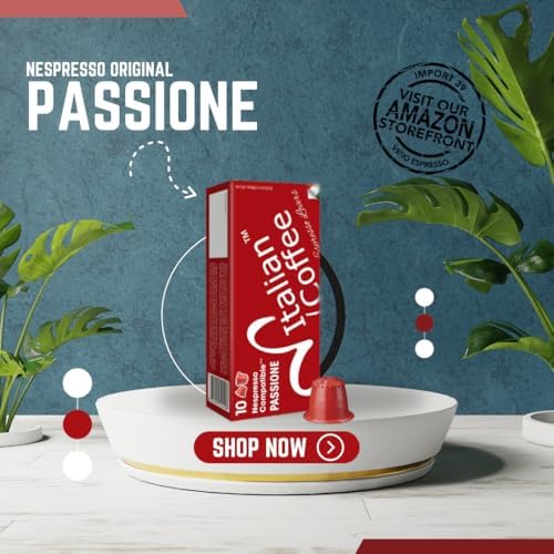 Italian Coffee for Espresso Lovers capsules compatible with Nespresso Original Line machines, Regular pods (100 Count (Pack of 1), Passione Regular)