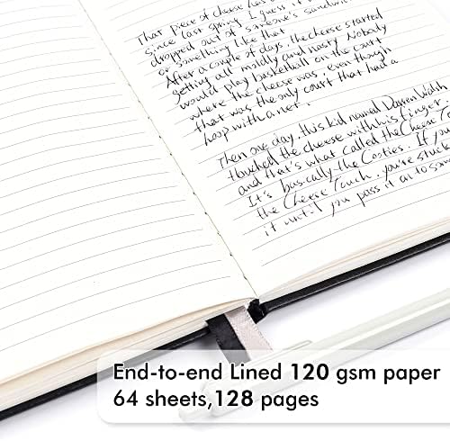 5 Pack Journal Notebook Bulk for School, Feela Hardcover Business Notebooks Classic Ruled Lined Journals with Pen Holder for Work Note Taking, with 5 Black Pens, 120 GSM, 5.1”x8.3”, A5, Black