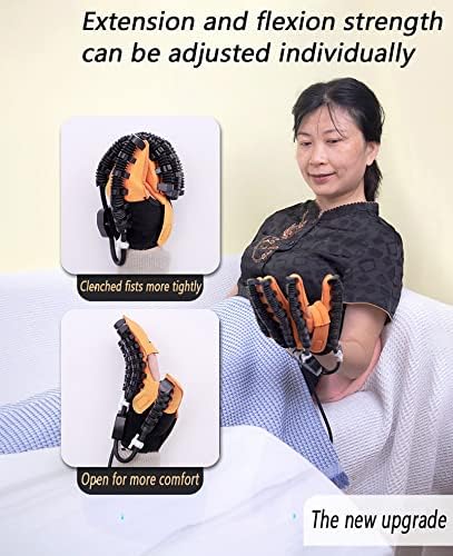 Self-Training Rehabilitation Robot Gloves, Finger Exercises and Rehabilitation Orthosis Splint Auxiliary Gloves, Minimize Spasticity(Size:L Code,Color:Left Hand)