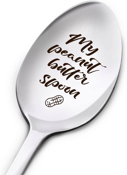 Birthday Gifts for Women Men, My Peanut Butter Spoon, Christmas Gifts for Boy Girl Mom Dad Grandma Grandpa, Peanut Butter Lovers Easter Basket Gifts, Engraved Stainless Steel Spoon Gifts