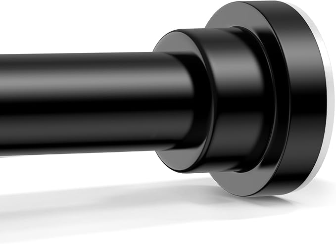Shower Curtain Rod 31-63 Inch,0.87"Diameter Adjustable Spring Tension Curtain Rods No Drill,Matte Black Shower Tension Rod for Bathroom,Room Divider,Window,Anti-Rust Non-Slip 1-Pack