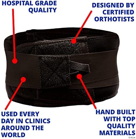 Lumbosacral Orthosis Back Brace For Lower Back Pain Relief, Rehabilitation, and Recovery, Breathable & Adjustable for All-Day Comfort, Medical Grade Unisex Black Design for Extra Large Waist Size