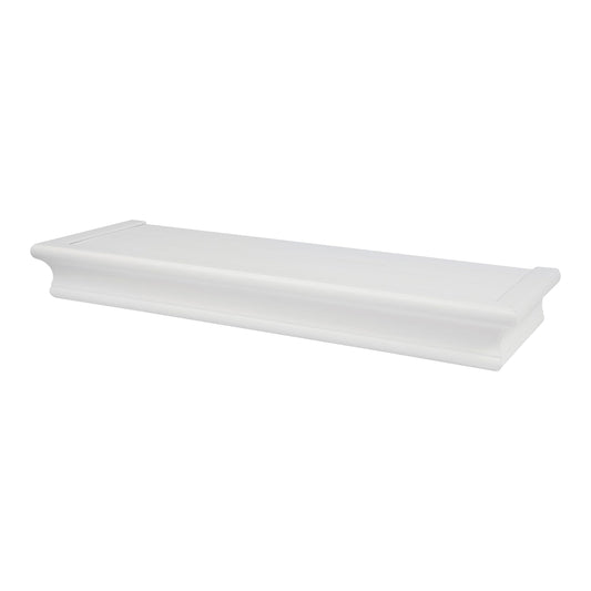 HIGH & MIGHTY Decorative 18" Floating Shelf Holds up to 15 lbs, Easy Tool-Free Dry Wall Installation, Beveled, White | 515654