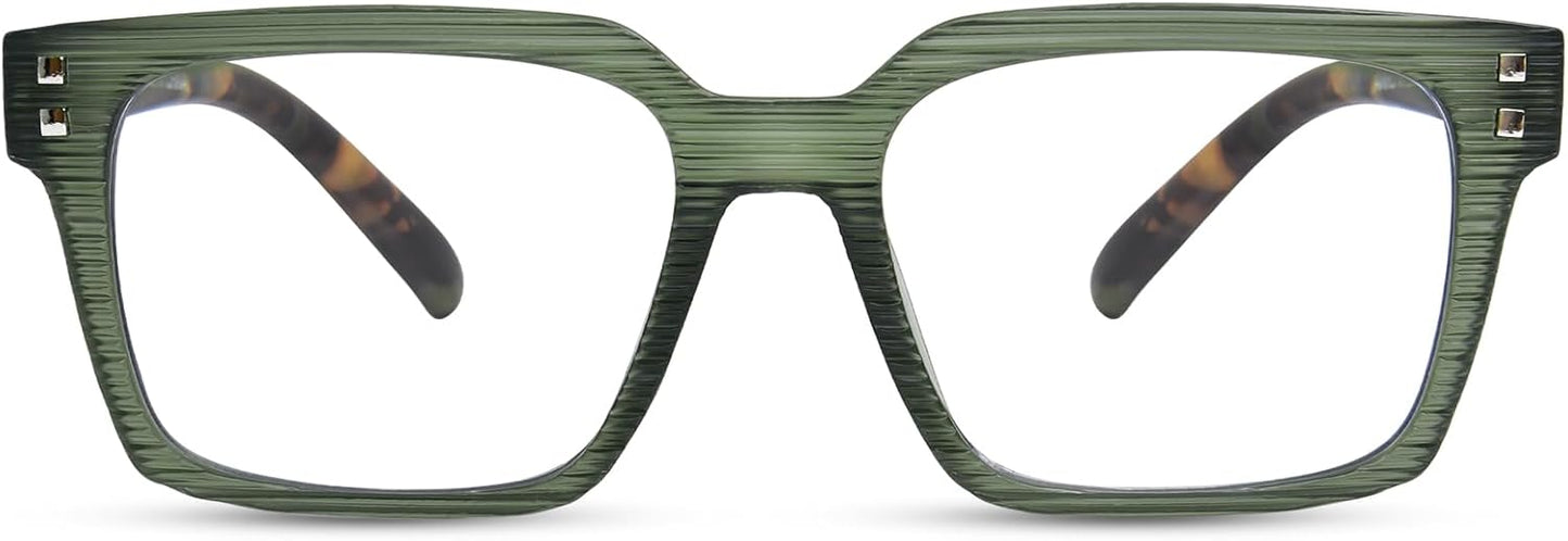FONHCOO Reading Glasses for Women Men- Blue Light Reading Glasses with Spring Hinge Computer Readers