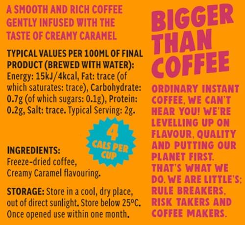 Little’s Flavored Instant Coffee –Caramel Instant Coffee, No Added Sugar, Freeze-Dried Coffee Instant Flavored Coffee 1.76 Ounces, 14 servings Per Jar