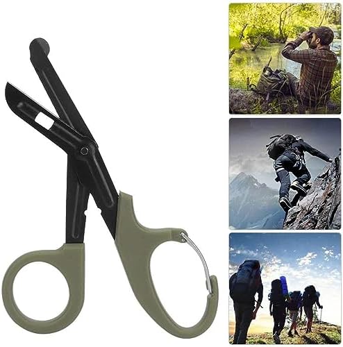 Bandage Shears Scissors EMT and Trauma Shears, Bent Stealth Black Coated for Nurses, Students, Emergency Room (15cm, Green)