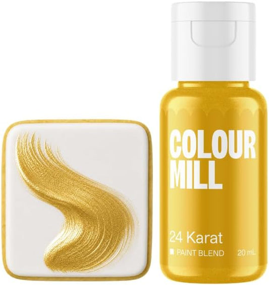 Colour Mill Edible Food Paint – Vibrant Cake & Fondant Decorating Colors for Cookies, Chocolate, Royal Icing & Desserts 20 Milliliters - Metallic 24 Karat