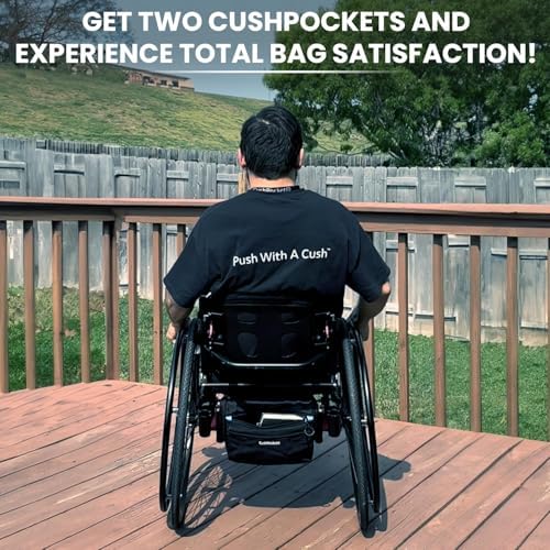 Wheelchair Bag by CushPocket- X-Large Premium Storage Bag with 2 Pockets,Magnetic Closure,Quality Zipper, and Durable Oxford Fabric for Front,Back,Sides Hanging (Logo Embroidered in White)