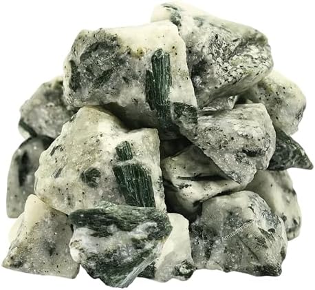 Amazing Gemstone Green Tourmaline with Quartz Raw Crystals and Healing Stones, Natural Rocks For Tumbling - DIY Raw Stones And Crystals (1 Piece)
