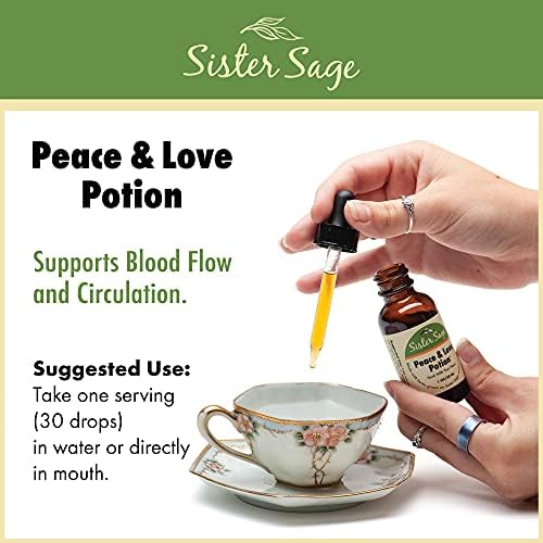 Peace & Love Potion, 100% All Natural Hawthorne Heart Support Tincture (4 Oz)