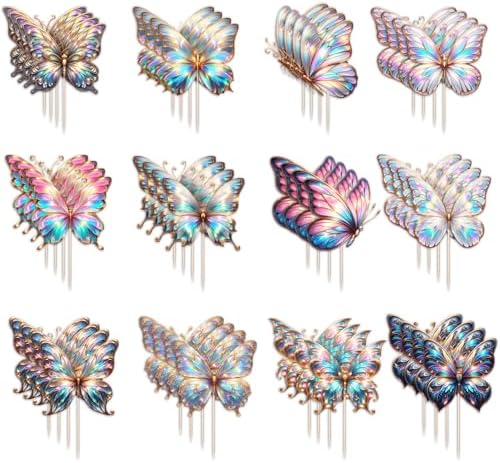 48-Piece Butterfly Cupcake Toppers for Baby Shower, Birthday, Wedding, Masquerade, Engagement & Bridal Shower, anniversary Decorations