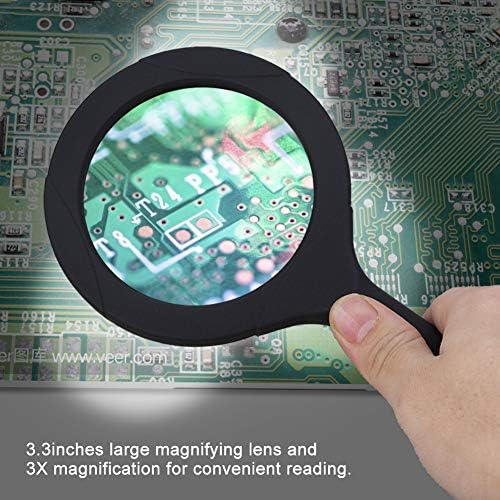 Magnifying Glass with Light, 3X Magnifier Illuminated Handheld Reading Magnifier Zoom Magnifying Lens Jewelry Magnifying Glass for Reading Small Prints