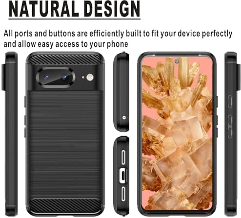 Compatible with Google Pixel 8 Case, Shock-Absorption Flexible TPU Rubber Protective Cell Phone Cover for Pixel 8 (2023) Black