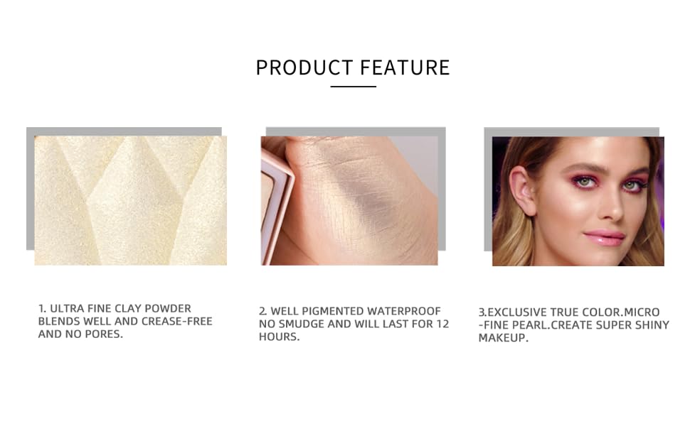 Face Highlighter Luminizers Highlighter powder Translucent Setting Powder High Definition Powder for All Skin Types and Skin Tones(N04)