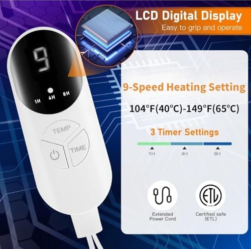Electric Heated Foot Warmer for Feet, Double Sided Feet Warmer Foot Heating Pad with 6 Levels Temp and 3 Timers, Foot Warmers for Bed, Under Desk, Office, Birthday Gifts for Women Men（Black