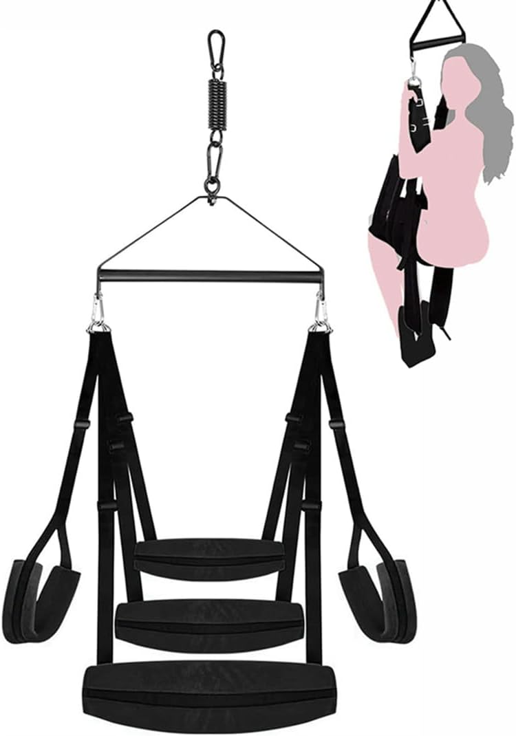 Adult Sex Swing Ceiling 360 Spinning Indoor Bedroom BDSM Bondage Swing Sex Toys for Adults Couples Heavy Duty Holds Up to 800LBS with Steel Triangle Frame and Sexy Straps Sweatshirt