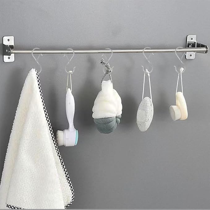Waitkey 32 Pack S Hooks for Hanging, 3.5 inch Heavy Duty Metal S Hooks with Safety Buckle S Shaped Hooks Pot Rack Closet Hooks for Hanging Plants, Clothes, Kitchen Utensil, Pots, Pans, Bags (Silver)