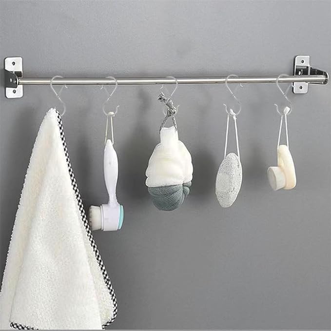 Waitkey 8 Pack S Hooks for Hanging, 3.5 inch Heavy Duty Metal S Hooks with Safety Buckle S Shaped Hooks Pot Rack Closet Hooks for Hanging Plants, Clothes, Kitchen Utensil, Pots, Pans, Bags (Silver)