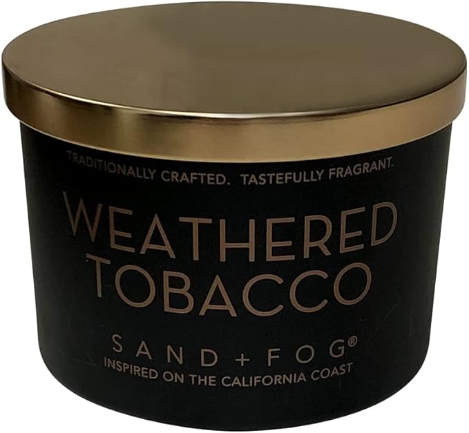 Sand + Fog Scented Candle - Weathered Tobacco â Additional Scents and Sizes â 100% Cotton Lead-Free Wick - Luxury Air Freshening Jar Candles - Perfect Home Decor â 12oz