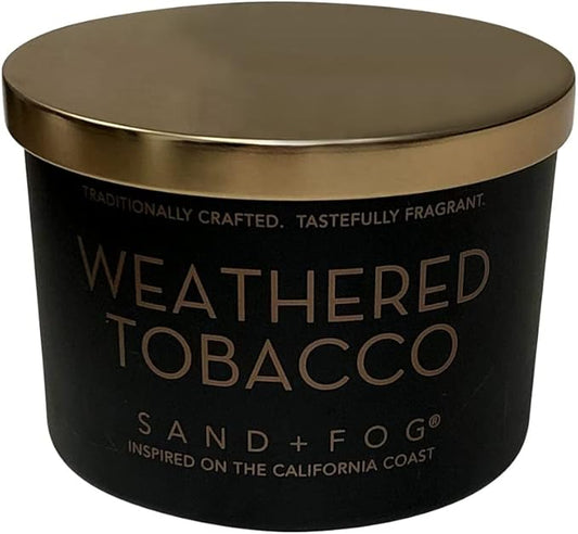 Sand + Fog Scented Candle - Weathered Tobacco â Additional Scents and Sizes â 100% Cotton Lead-Free Wick - Luxury Air Freshening Jar Candles - Perfect Home Decor â 12oz