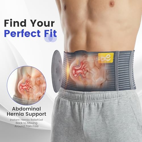 Umbilical Hernia Belt for Men and Women - Hernia Support for Men with 2 Compression Pad (inguinal, femoral, incisional) - Abdominal Binder Post Surgery and Postpartum （S/M）