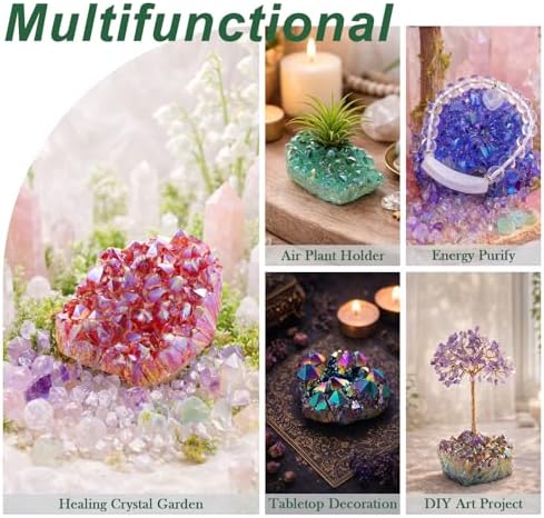 Rockcloud Healing Crystal Natural Titanium Coated Blue Rock Quartz Cluster Geode Druzy Home Decoration Gemstone Specimen