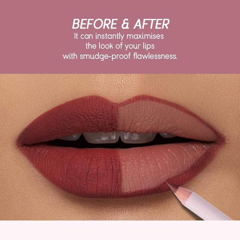 USHAS Lipstick and Lip Liner Combo Set 2 in 1 Waterproof Lipstick for Women Lip liner Set Long Lasting Lipstick, Matte Lipstick Pen with Lip Liner Set Makeup Kits (S16, Pack of 1)