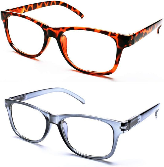 OURUI Blue Light Blocking Reading Glasses 2 Pack Computer Readers for Men Women UV Protection with Spring Hinge