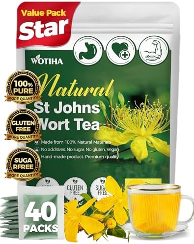 WOTIHA St John's Wort Tea Bags (40 Count) - Premium Dried Saint John’s Wort Herb for Calm & Relaxation - Natural Herbal Tea for Positive Spirit & Wellness - Non-GMO, Caffeine-Free - (Hypericum Perfor