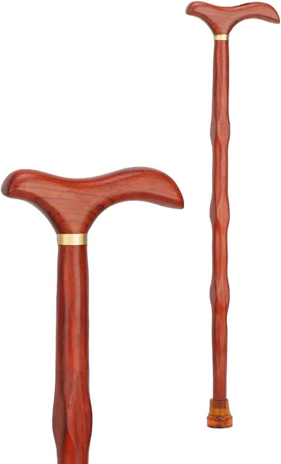 Wooden Walking Stick Anti-Slip Balancing Walking Aid Sturdy Sticks Ergonomic Handle Lightweight Cane for Elderly, Men and Women (Color : B, Size : 77cm)