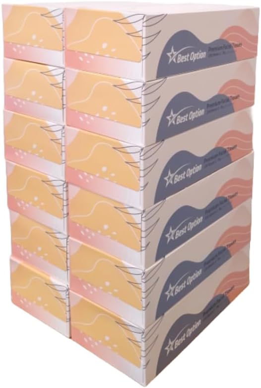 Best Option Soft 2-Ply Facial Tissue White 130-Count Box Pack of 12 for Office