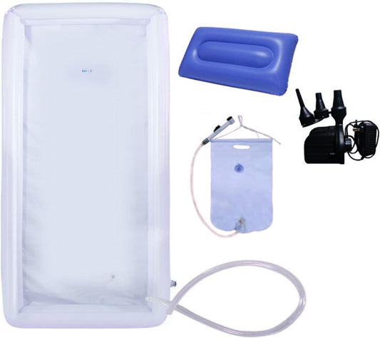 Medical Bedside Shower Bathtub Kit Adult in Bed Assistive Aid with air Pump, Water Bag, Air Pillow for Elderly, Disabled, Patients, Pregnant