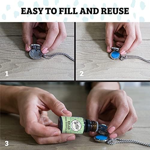Wild Essentials Owl of Athena Essential Oil Diffuser Nickel Free Alloy Locket Pendant with 24 inch Chain, 12 Color Refill Pads, Customizable Color Changing Perfume Jewelry for Aromatherapy