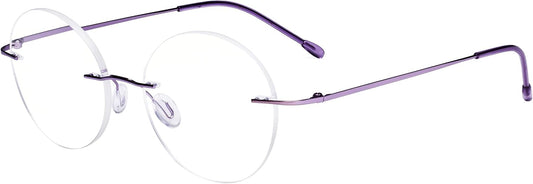 Eyekepper Frameless Reading Glasses Women - Round Rimless Readers Men Purple +2.25