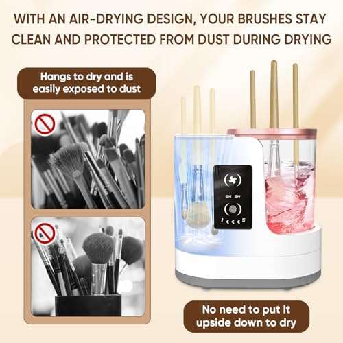 3-in-1 Electric Makeup Brush Cleaner with Dryer & Holder–Automatic USB Cleaning Machine for All Makeup Brush Sizes, Portable Quick-Dry Tool for Cosmetic Brushes
