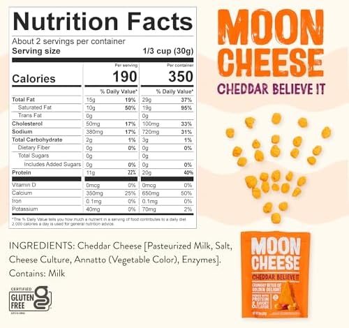 Moon Cheese Variety Pack, Cheddar, Gouda & Pepper Jack, Crunchy, Protein-Rich Cheese Snack, Gluten Free, Keto Friendly, 100% Real Cheese, 2 Ounce (Pack of 3)