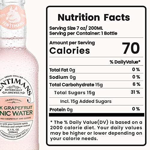 Fentimans Sparkling Pink Grapefruit Tonic Water - Grapefruit Sparkling Water, Craft Soda, Mixer, All Natural Ingredients, Botanically Brewed - 6.7 Fl Oz (Pack of 12)