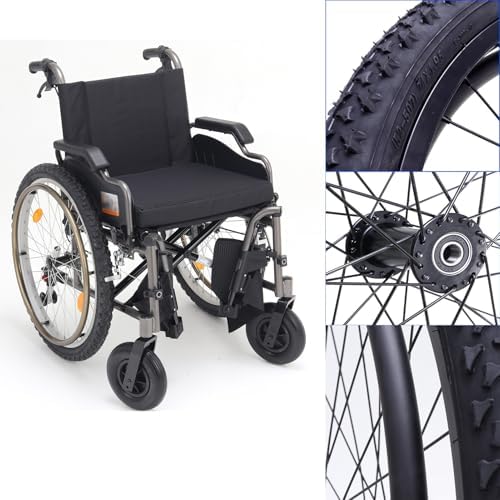 Rear Wheel Assembly for Wheelchair, 24" x1.95" (50-507) Pneumatic Tire Replacement Parts, All Terrain Back Wheels for Indoor and Outdoor(Bearing 12mm)