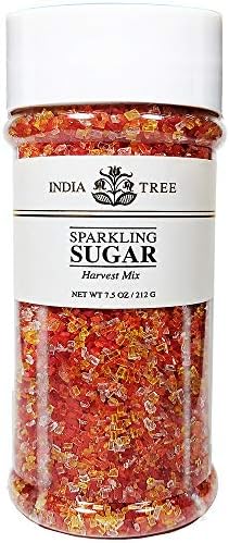 India Tree Harvest Mix Sparkling Sugar, 7.5 oz | Vibrant Fall Orange, Red, Yellow & White Decorating Sugar Mix