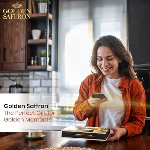 Golden Saffron Luxtury Gift Box, Premium All Red Saffron Threads, Grade A+ Super Negin, Perfect For Any Occasions Non-GMO Verified for Tea, Paella, Rice, Desserts, and Risotto (10.0 Grams Gift Box)