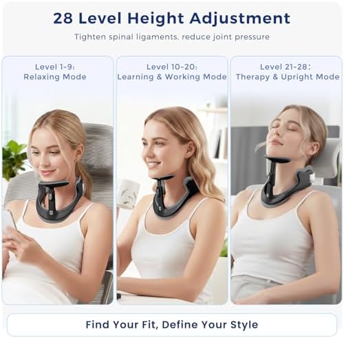 Posture Corrector for Neck & Cervical Spine Alignment - Memory Foam Support for Pain Relief, Tech Neck, 360° Adjustable Neck Collar, (Black, Large)