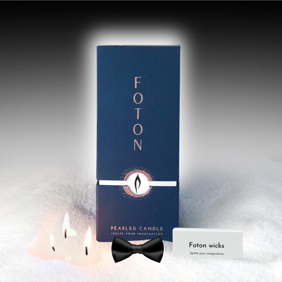 Foton Pearled Candle 18 Oz - Tailored Tux Masculine Men's Perfume Scented Non Toxic Luxury Long Lasting Powder Wax Sand Candles up to 120 Hours - Refillable Pearl Candle Sand with 30 Wicks