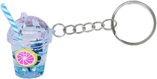 Bubble Tea Keychain KawaiiCar Backpack Keyring Bag Pendant Couple Cup Pendants with Keychain Rings,Metal+Plastic