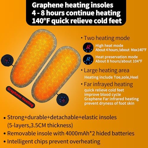 Heated Slippers Foot Warmer Rechargeable for Cold Feet, House Portable Electric Heating Pad Shoes for Women Men,3.5-7 Hours Heating, Powered by Battery or USB