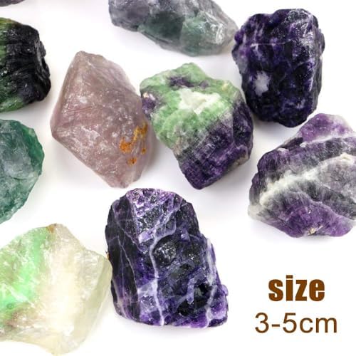 Fireboomoon 2lb/950g Rough Natural Fluorite Stone Raw Rainbow Fluorite Gemstone Crystal Rock for Cabbing,Tumbling,Cutting,Polishing,Lapidary,Healing Reiki,Jewelry Making and Home Decoration