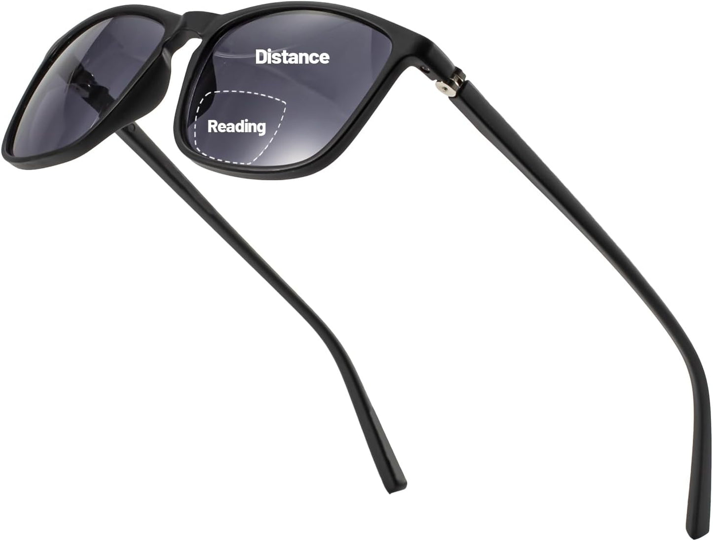 OCCI CHIARI Bifocal Reading Sunglasses for Men UV400 Protection Large Square Sun Readers 100 150 200 250 300 350 (Black,2.0)