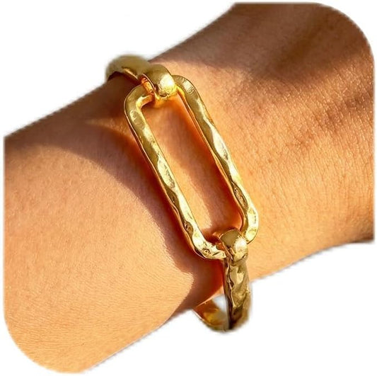 Moodear Chunky Gold Bangle Bracelets for Women – 14K Gold Plated Statement Cuff Bracelet, Trendy Fashion Jewelry Bangles Gifts