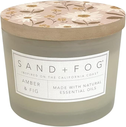 Sand + Fog Scented Candle - Amber & Fig â Additional Scents and Sizes â 100% Cotton Lead-Free Wick - Luxury Air Freshening Jar Candles - Perfect Home Decor â 12oz